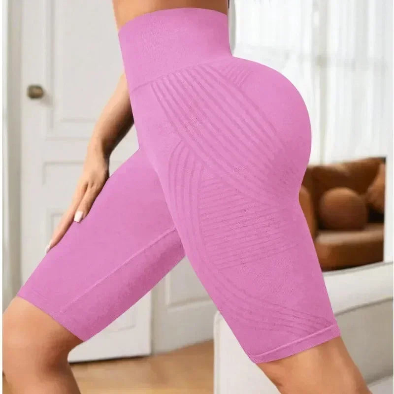 Women‘s Seamless Yoga Shorts High Waisted  Shorts Sexy Butt Lifting Gym Trainning High Elastic Five Point Pants